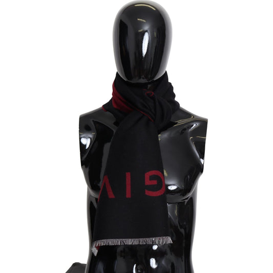 Givenchy Elegant Unisex Wool Silk Blend Scarf Wool Wrap Shawls Givenchy Black