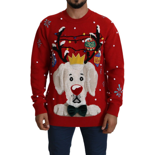 Dolce & Gabbana Elegant Christmas Cashmere Sweater Dolce & Gabbana Dark Red