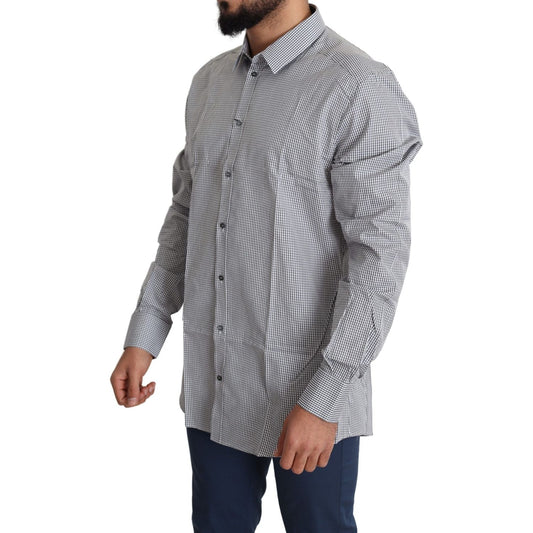 Dolce & Gabbana Checkered Slim Fit Cotton Dress Shirt Dolce & Gabbana Dim Gray
