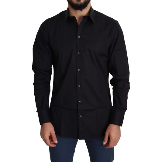 Dolce & Gabbana Elegant Black Cotton Stretch Dress Shirt Dolce & Gabbana Black
