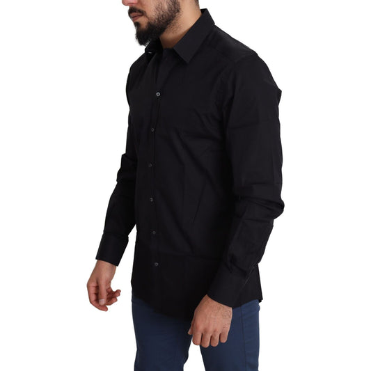 Dolce & Gabbana Elegant Black Cotton Stretch Dress Shirt Dolce & Gabbana Black