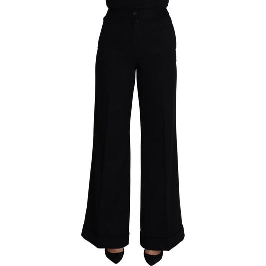 Dolce & Gabbana Elegant Cashmere Wide Leg Trousers Jeans & Pants Dolce & Gabbana Black
