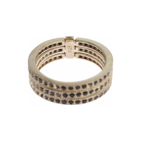 Nialaya Chic Silver & Black CZ Crystal Ring Ring Nialaya Rosy Brown