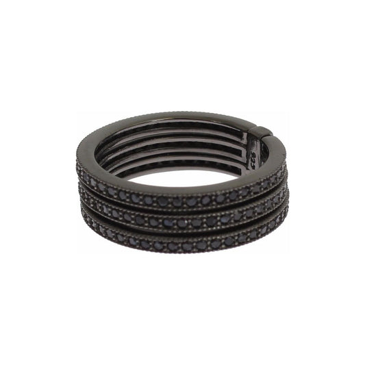 Nialaya Elegant Black Rhodium Silver Crystal Ring Ring Nialaya Dark Slate Gray