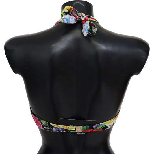 Dolce & Gabbana Floral Elegance High-End Bikini Top Dolce & Gabbana Black