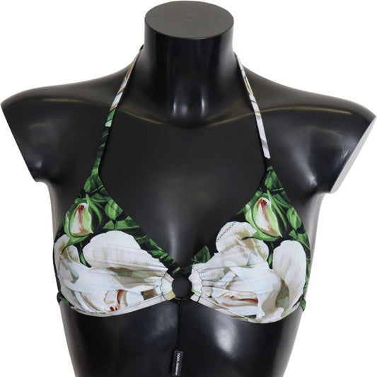 Dolce & Gabbana Floral Print Bikini Top with Logo Clasp Dolce & Gabbana Dark Slate Gray