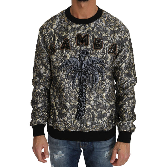 Dolce & Gabbana Samba Jacquard Palm Crewneck Sweater Dolce & Gabbana Dark Slate Gray
