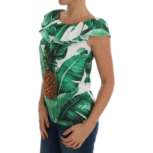 Dolce & Gabbana Elegant Sequined Pineapple Blouse Dolce & Gabbana Dark Slate Gray