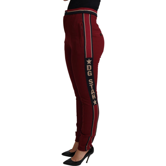 Dolce & Gabbana High-Waist Embroidered Red Skinny Trousers Dolce & Gabbana Black