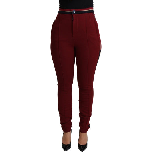 Dolce & Gabbana High-Waist Embroidered Red Skinny Trousers Dolce & Gabbana Black