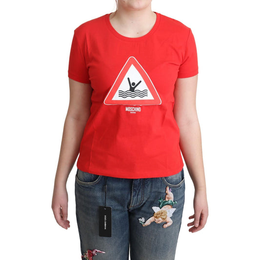 Moschino Chic Red Graphic Cotton Tee Moschino Dark Slate Gray
