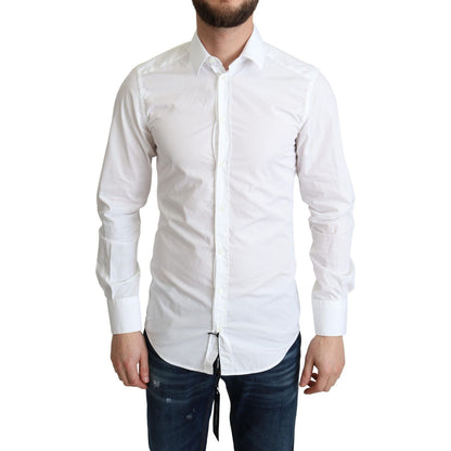 Dolce & Gabbana White Cotton Long Sleeves Men Formal Shirt