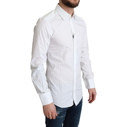 Dolce & Gabbana Elegant White Cotton Dress Shirt Dolce & Gabbana Light Gray