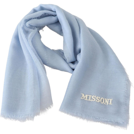 Missoni Elegant Light-Blue Cashmere Scarf with Fringes Missoni Gray