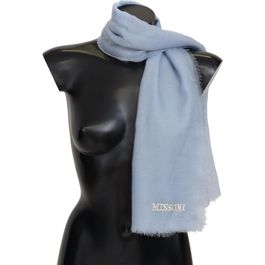 Missoni Elegant Light-Blue Cashmere Scarf with Fringes Missoni Dark Slate Gray