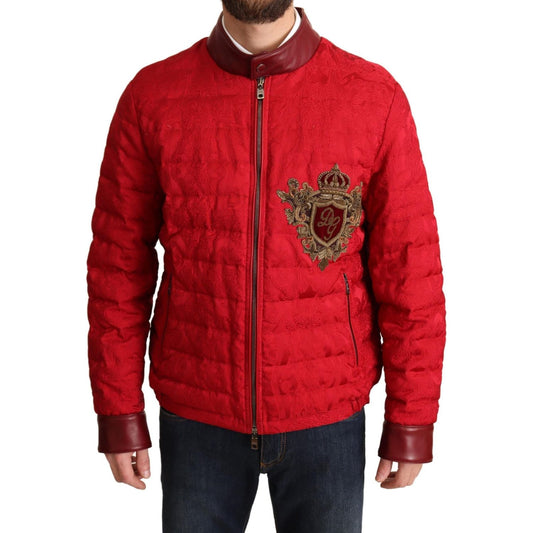 Dolce & Gabbana Red and Gold Bomber Designer Jacket Dolce & Gabbana Brown