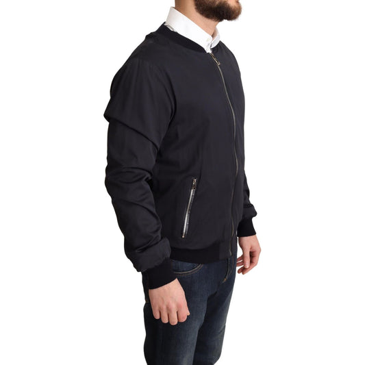Dolce & Gabbana Elegant Silk Blend Bomber Jacket Dolce & Gabbana Dark Slate Gray