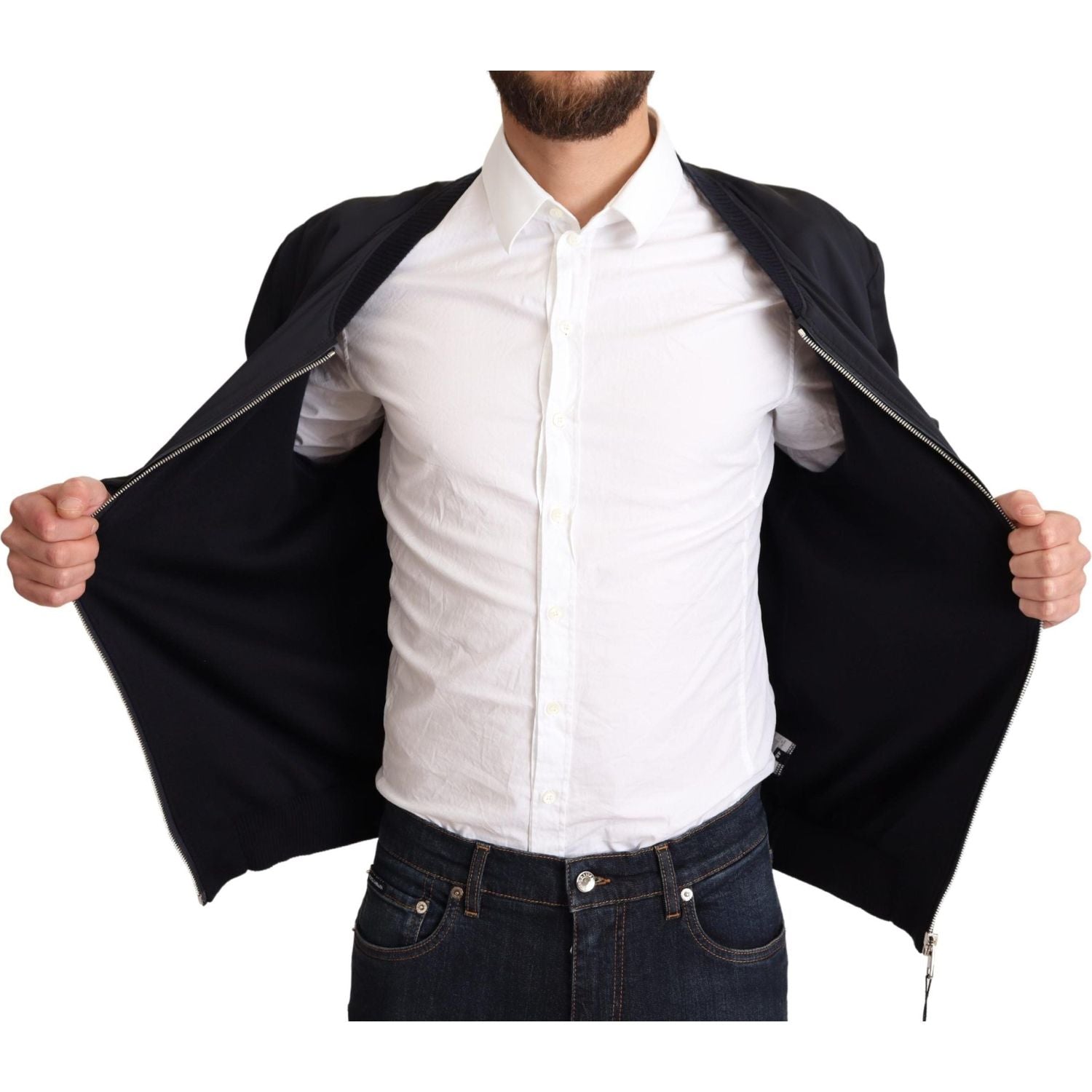 优雅丝绸混纺飞行员夹克