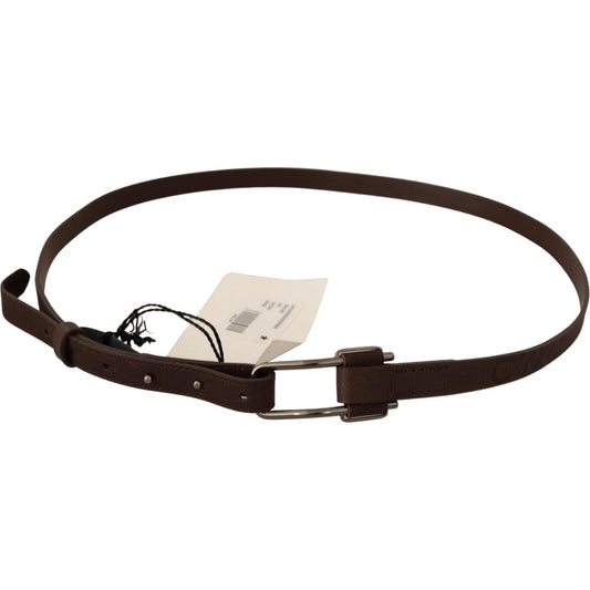 Costume National Elegant Brown Fashion Belt with Silver-Tone Buckle WOMAN BELTS Costume National Light Gray