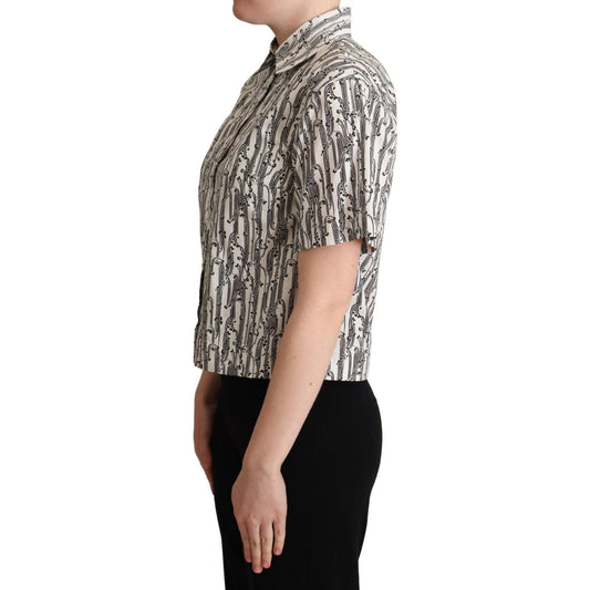 Dolce & Gabbana Elegant Floral Cotton Polo Top Dolce & Gabbana Dark Slate Gray