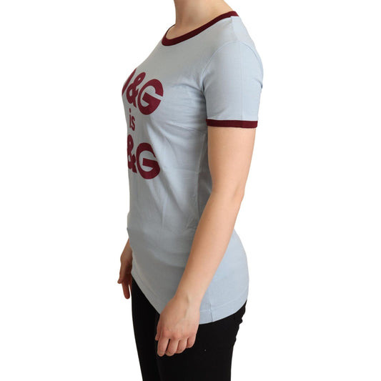Dolce & Gabbana Elegant Blue Crewneck Cotton Tee WOMAN T-SHIRTS Dolce & Gabbana Dark Gray