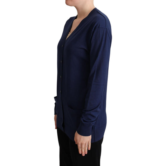 Dolce & Gabbana Elegant Virgin Wool Blue Cardigan Dolce & Gabbana Black