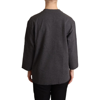 Dolce & Gabbana Gray Embroidered Women Pullover Sweater