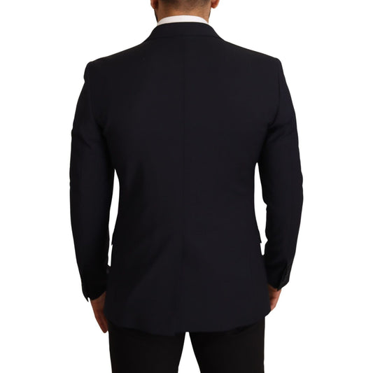 Dolce & Gabbana Elegant Dark Blue Wool Blend Martini Suit Dolce & Gabbana Black
