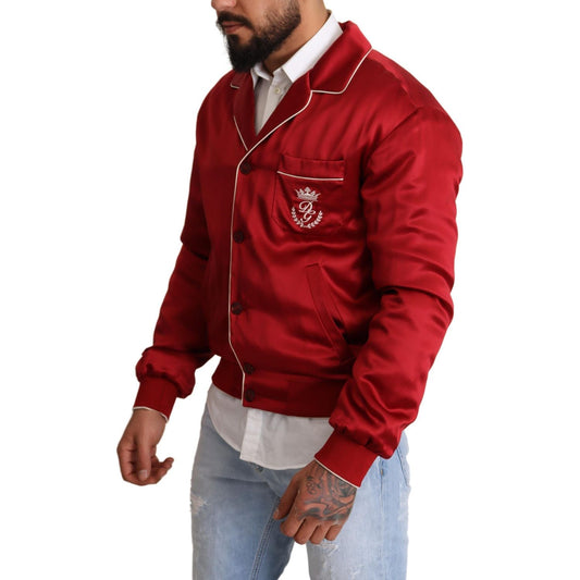 Dolce & Gabbana Sumptuous Silk Red Bomber Jacket Dolce & Gabbana Saddle Brown