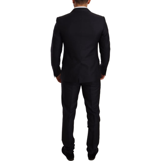 Dolce & Gabbana Elegant Slim Fit Jacquard Suit in Blue Suit Dolce & Gabbana Black