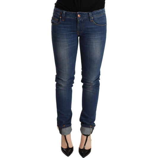 Acht Chic Blue Washed Push-Up Skinny Jeans Jeans & Pants Acht Dark Slate Gray