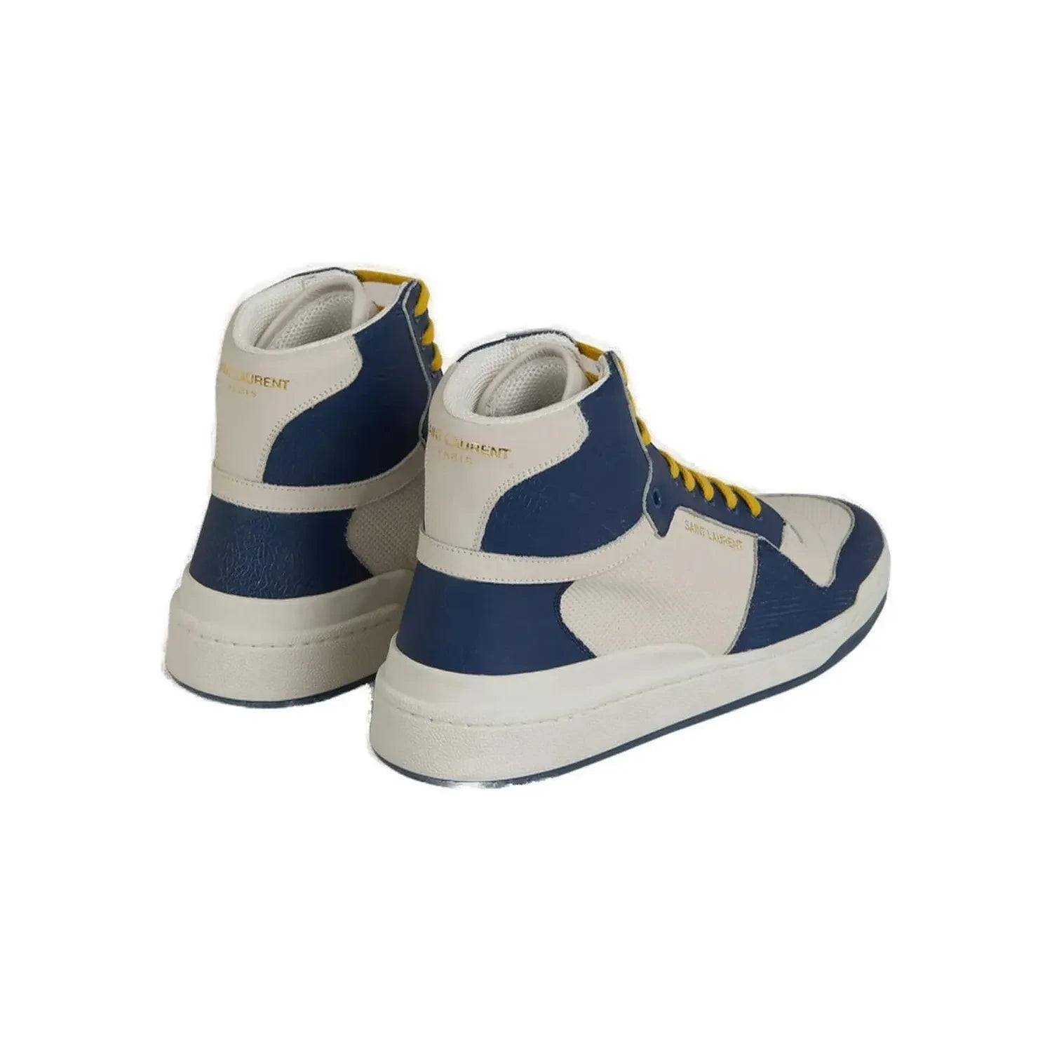 Saint Laurent Blue Calf Leather Mid Top Sneakers