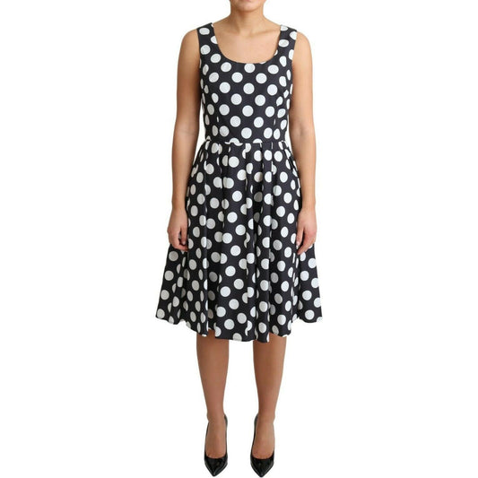 Dolce & Gabbana Polka Dot Sleeveless A-Line Dress WOMAN DRESSES Dolce & Gabbana Tan