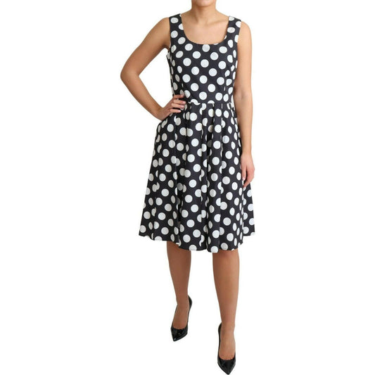 Dolce & Gabbana Polka Dot Sleeveless A-Line Dress WOMAN DRESSES Dolce & Gabbana Gray
