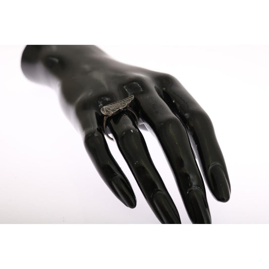 Nialaya Black Rhodium Silver Crystal Ring Ring Nialaya Dark Slate Gray
