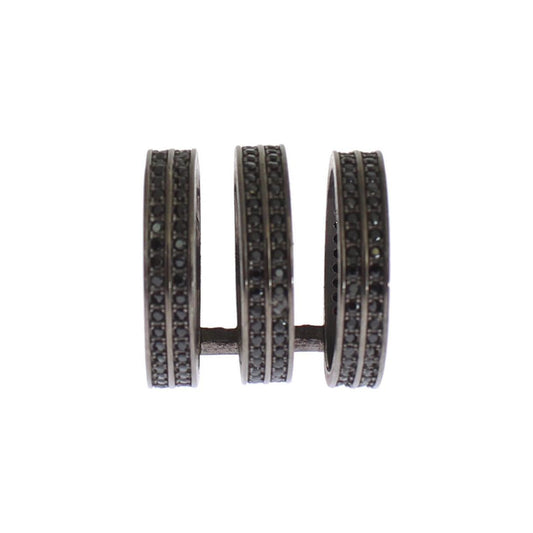 Nialaya Chic Black Crystal Sterling Silver Ring Ring Nialaya Dark Slate Gray