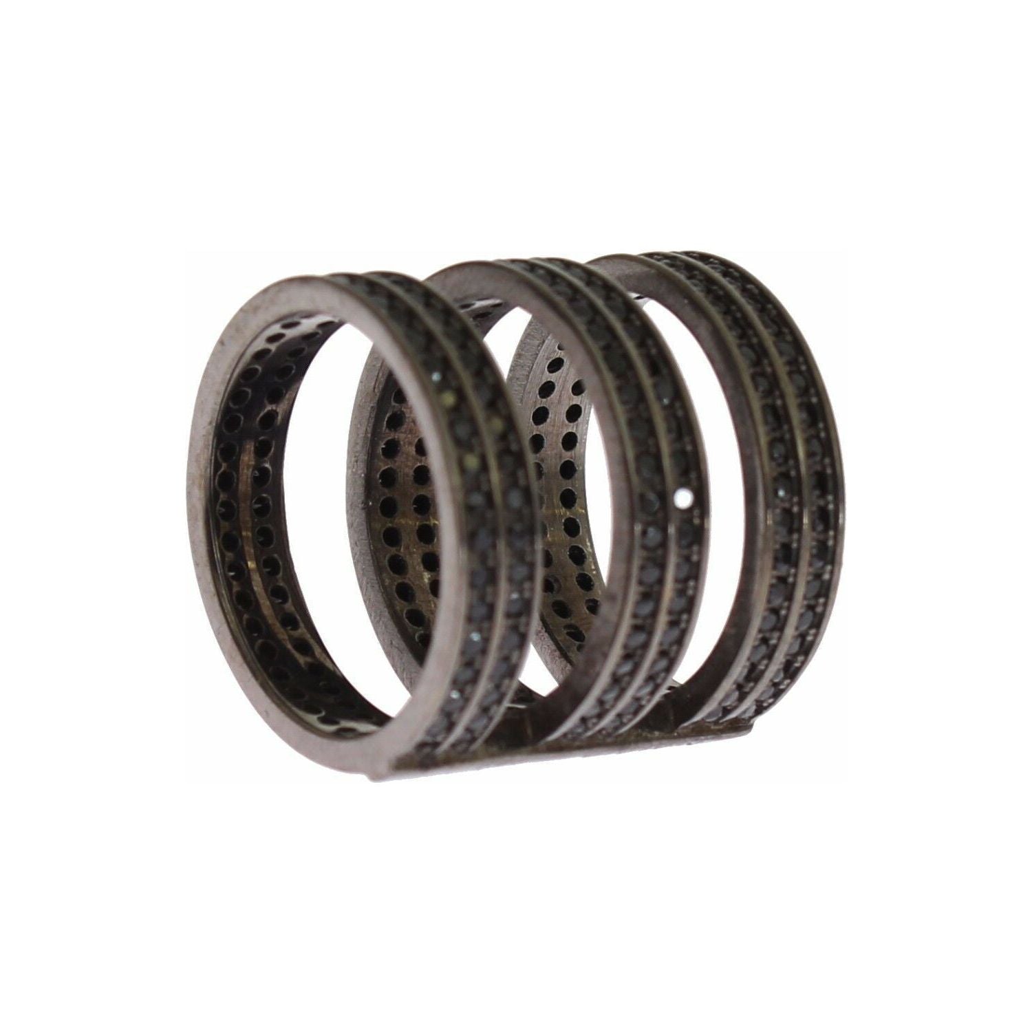 别致的黑水晶纯银戒指