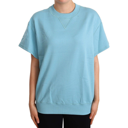 Dolce & Gabbana Elegant Blue Crew Neck Cotton Top WOMAN TOPS AND SHIRTS Dolce & Gabbana Sky Blue
