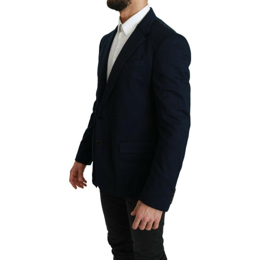 Dolce & Gabbana Elegant Slim Fit Dark Blue Men's Blazer Blazer Jacket Dolce & Gabbana Black