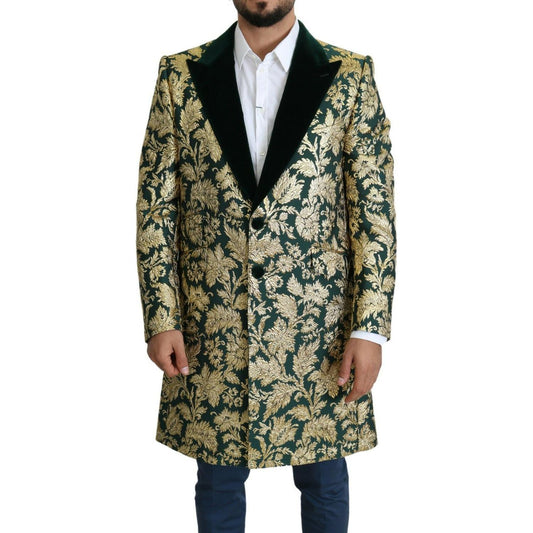 Dolce & Gabbana Elegant Gold Green Jacquard Sicilia Jacket Dolce & Gabbana Dark Slate Gray