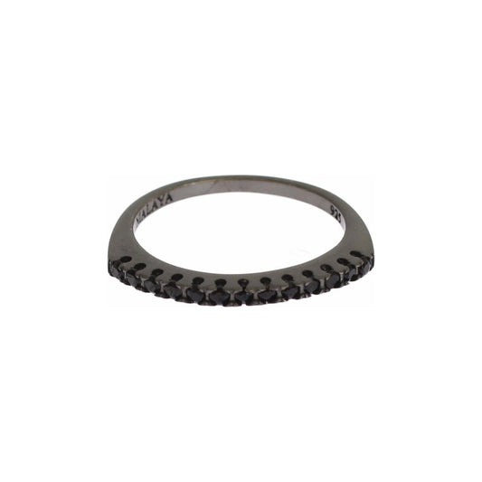 Nialaya Elegant Black Crystal Sterling Silver Ring Ring Nialaya Dim Gray