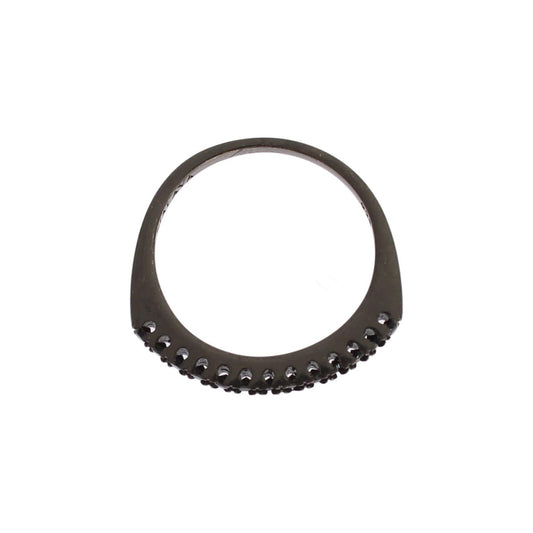 Nialaya Elegant Black Crystal Sterling Silver Ring Ring Nialaya Dark Slate Gray