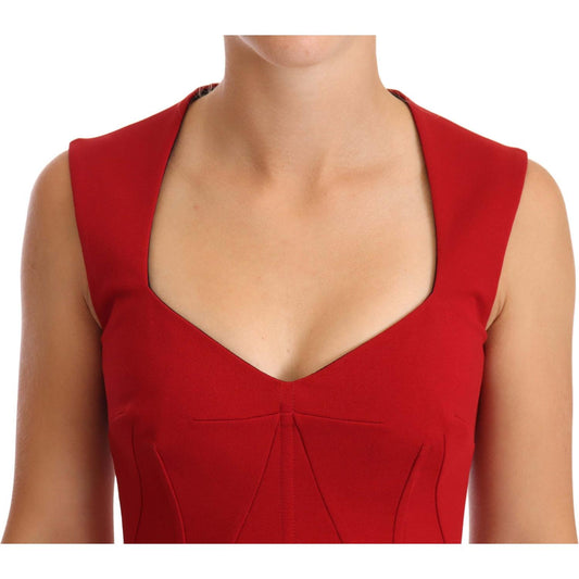 Dolce & Gabbana Elegant Sweetheart Midi Dress in Red WOMAN DRESSES Dolce & Gabbana Brown