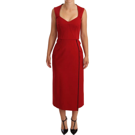 Dolce & Gabbana Elegant Sweetheart Midi Dress in Red WOMAN DRESSES Dolce & Gabbana Brown