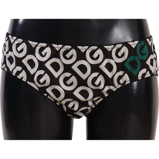 Dolce & Gabbana Chic Black & White DG Logo Print Bottoms WOMAN SWIMWEAR Dolce & Gabbana Dark Gray