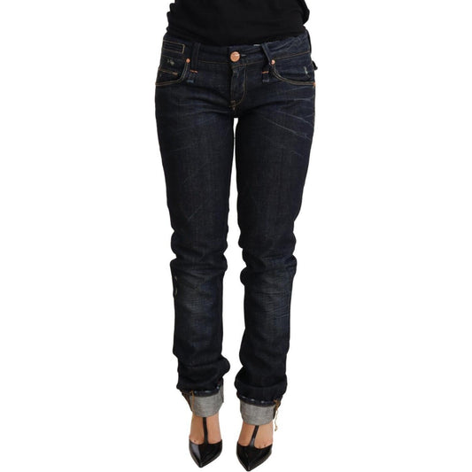 Acht Elegant Low Waist Skinny Dark Blue Jeans Jeans & Pants Acht Black