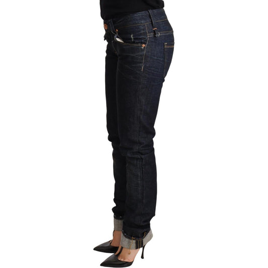 Acht Elegant Low Waist Skinny Dark Blue Jeans Jeans & Pants Acht Black