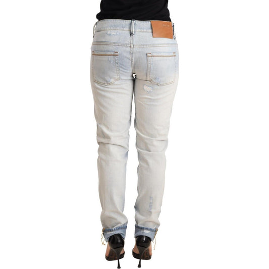 Acht Chic Light-Blue Folded Hem Denim Jeans Jeans & Pants Acht Gray