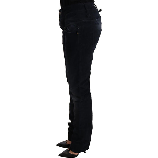 Acht Elegant Dark Blue Slim-Fit Denim Jeans & Pants Acht Black