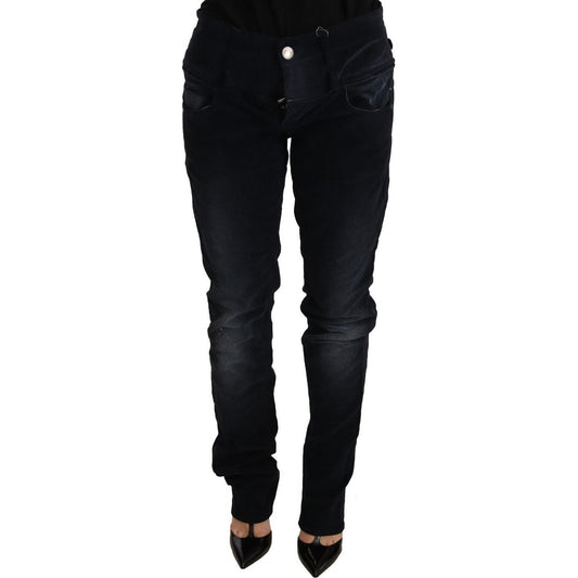 Acht Elegant Dark Blue Slim-Fit Denim Jeans & Pants Acht Black